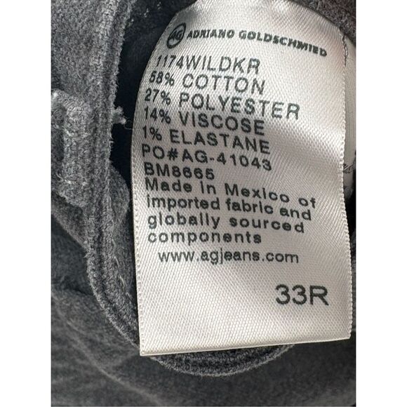 AG Adriano Goldschmied Pants The Graduate Men 33 x 32 GRAY Sueded Tailored Leg - Picture 12 of 13